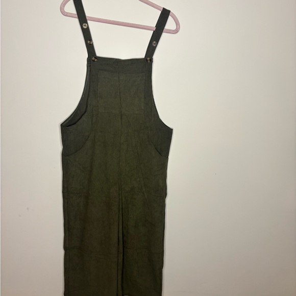Olive Green Happy Sailed Corduroy Overalls - Picture 4 of 6